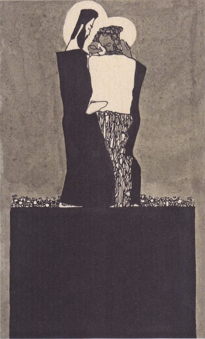 Two Men with Halos by Egon Schiele